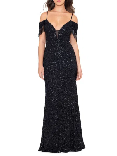 Betsy & Adam Women's Sequin Embellished Gown In Black