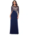 BETSY & ADAM WOMEN'S SEQUIN-FLORAL CAPE-SLEEVE CHIFFON GOWN