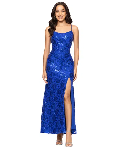 Betsy & Adam Women's Sequin Lace Sleeveless Gown In Royal