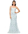 Betsy & Adam Women's Sequined Lace Corset Gown In Aqua