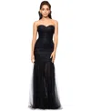 Betsy & Adam Women's Sequined Lace Corset Gown In Black