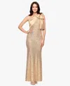 Betsy & Adam Women's Sequined One Shoulder Gown In Neutral