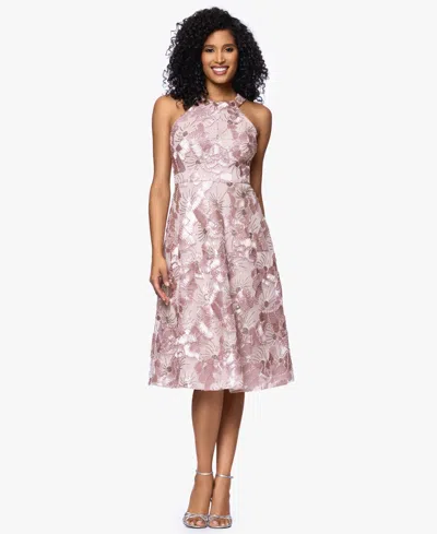 Betsy & Adam Soutache Sequin Sleeveless Cocktail Dress In Pink
