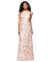 Betsy & Adam Women's Sequined Soutache Halter Gown In Champagne