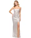 Betsy & Adam Women's Sequined Strapless Gown In Champagne