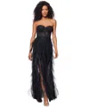 Betsy & Adam Women's Sleeveless Lace Corset Gown In Black