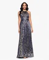 Betsy & Adam Women's Sleeveless Metallic Halter Dress