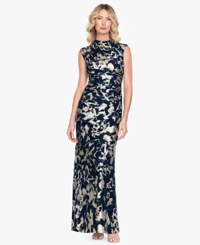 Betsy & Adam Women's Sleeveless Mock Neck Gown In Multi