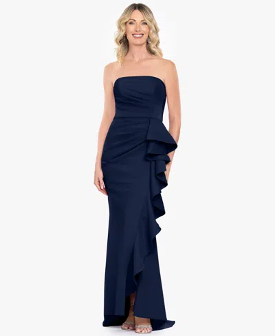 Betsy & Adam Women's Sleeveless Strapless Gown In Blue