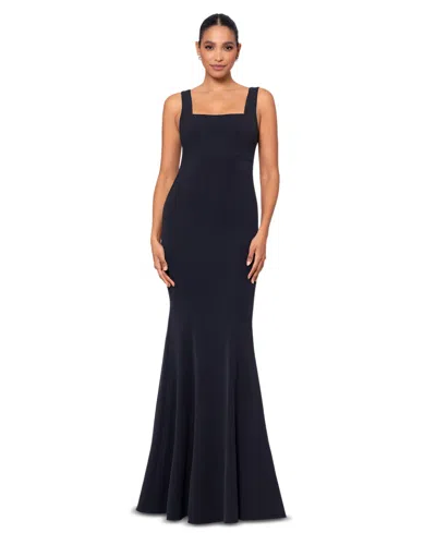 Betsy & Adam Women's Square-neck Mermaid Gown In Black