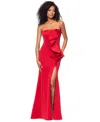 Betsy & Adam Women's Strapless Ruffled Evening Gown In Red