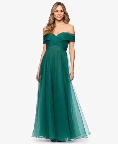Betsy & Adam Women's Sweetheart Neck Ball Gown Dress In Green