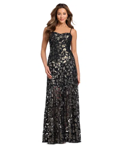 Betsy & Adam Women's Sweetheart Neck Gown In Black,gold