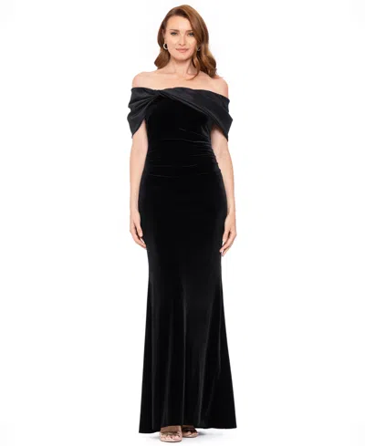 Betsy & Adam Women's Velvet Off-the-shoulder Dress In Black