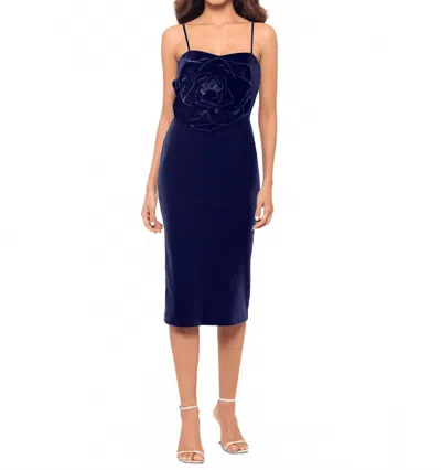 Betsy & Adam Women's Velvet Rosette Sheath Dress In Blue