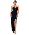 Betsy & Adam Long Strapless Crepe Tuxedo Top Dress In Black