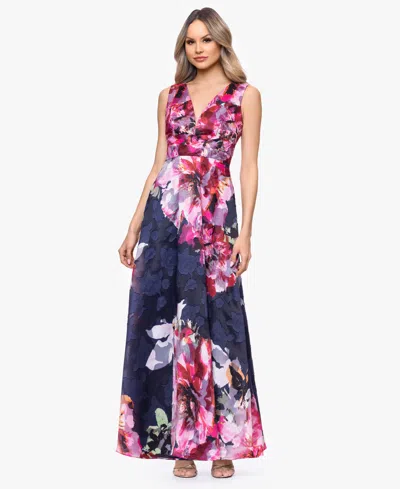 Betsy & Adam Women's V-neck Burnout Floral Dress In Multi