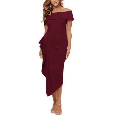 Betsy & Adam Womens Asymmetric Ruffled Cocktail And Party Dress In White