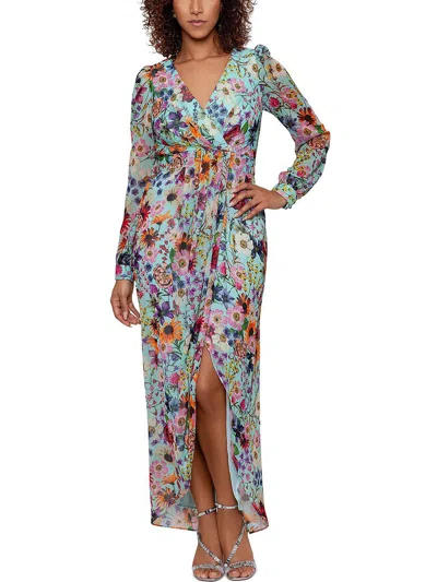 Betsy & Adam Womens Chiffon Floral Maxi Dress In Multi