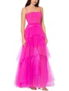 Betsy & Adam Tiered Tulle Ruffle Gown In Pink