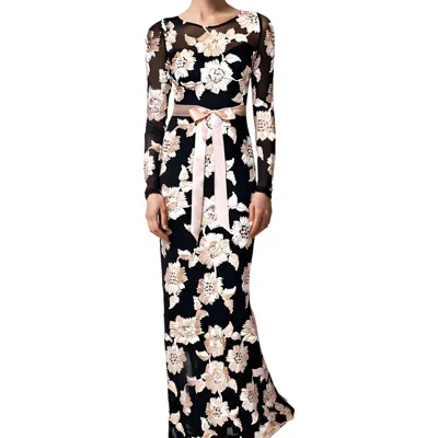 Betsy & Adam Womens Embellished Mesh Evening Dress