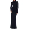 Betsy & Adam Womens Embellished Mesh Evening Dress In Blue
