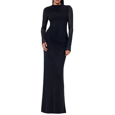 Betsy & Adam Womens Embellished Mesh Evening Dress In Blue