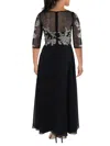 Betsy & Adam Petite Floral-embroidered Mesh Gown In Black