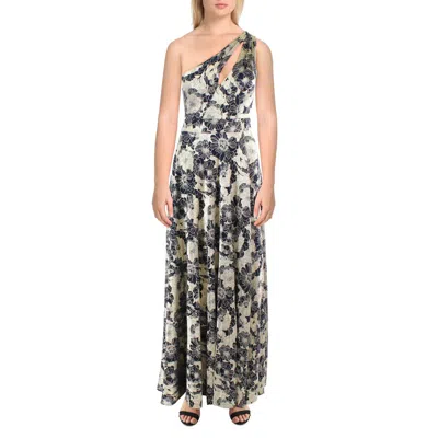 Betsy & Adam Womens Floral Cold-shoulder Evening Dress In Black