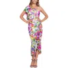Betsy & Adam Womens Floral Print Ruffled Midi Dress In Multi