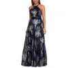 Betsy & Adam Metallic Sleeveless Gown In Multi