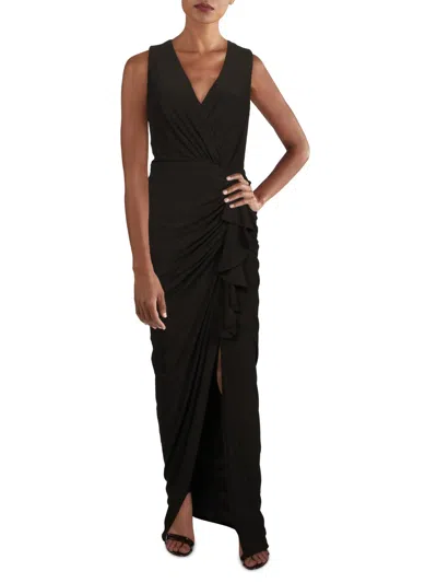 Betsy & Adam Womens Gathered Maxi Evening Dress In Black