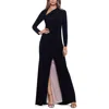 Betsy & Adam Womens Jersey Asymmetrical Evening Dress In Black