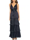 Betsy & Adam Womens Metallic Crinkled Evening Dress In Multi