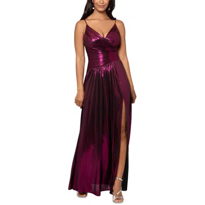 Betsy & Adam Womens Metallic Long Cocktail And Party Dress In Purple