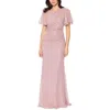 Betsy & Adam Women's Metallic Sequin Flutter-sleeve Gown In Multi