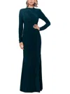 Betsy & Adam Ruffle Long Sleeve Sheath Gown In Green