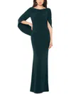 BETSY & ADAM WOMENS RUCHED POLYESTER EVENING DRESS