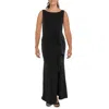 Betsy & Adam Womens Ruched Side Slit Evening Dress In Black