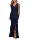 Betsy & Adam Womens Tuxedo Ruffle Cocktail And Party Dress In Blue