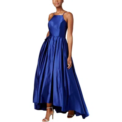 Betsy & Adam Womens Satin High-low Evening Dress In Blue