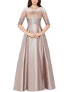 Betsy & Adam Womens Satin Maxi Evening Dress In Mocha