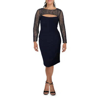 Betsy & Adam Womens Studded Polyester Cocktail And Party Dress In Multi