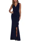 Betsy & Adam Womens Tuxedo Ruffle Cocktail And Party Dress In Blue