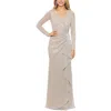 Betsy & Adam Womens V Neck Metallic Maxi Dress In Multi
