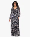 Betsy & Adam Women'sâ Long Sleeve Metallic Crinkle Pattern Dress In Gray