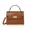 Betsy & Floss Women's Brown Ardea Croc Top Handle Handbag In Tan In Brown