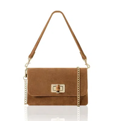 Betsy & Floss Women's Brown Cori Suede Handbag And Clutch Bag In Tan