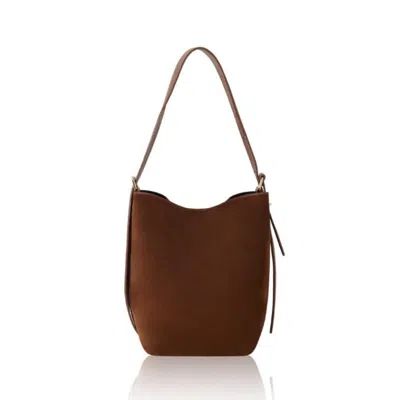 Betsy & Floss Women's Brown Melfi Suede Bucket Tote Bag In Light Chocolate