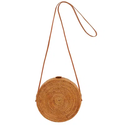 Betsy & Floss Women's Brown Palermo Round Raffia Basket Bag